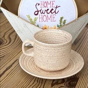 Cream Artisanal Mug and saucer  with Textured Finish